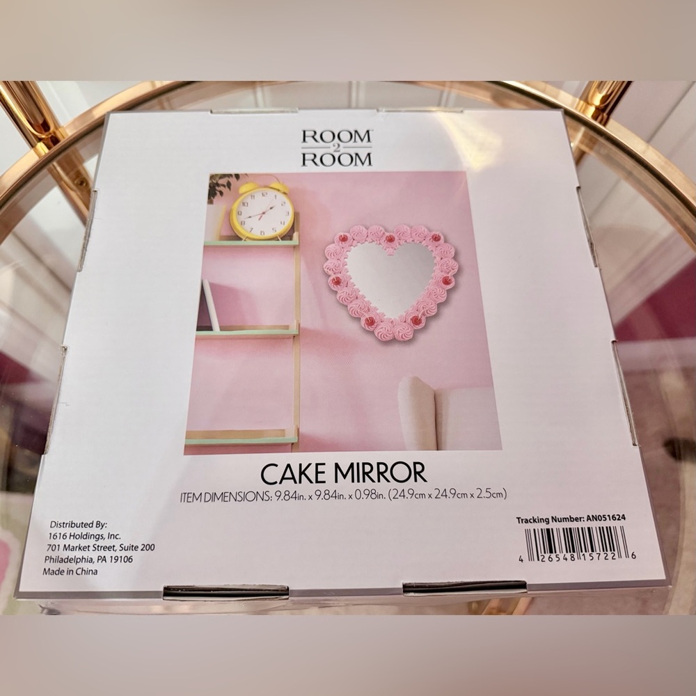 Coquette Pink Frosted Cake Mirror w/ Cherry Accents - Picture 3 of 3